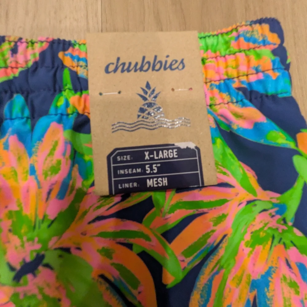 Chubbies Florescent Leaves Swim Trunks Size XL